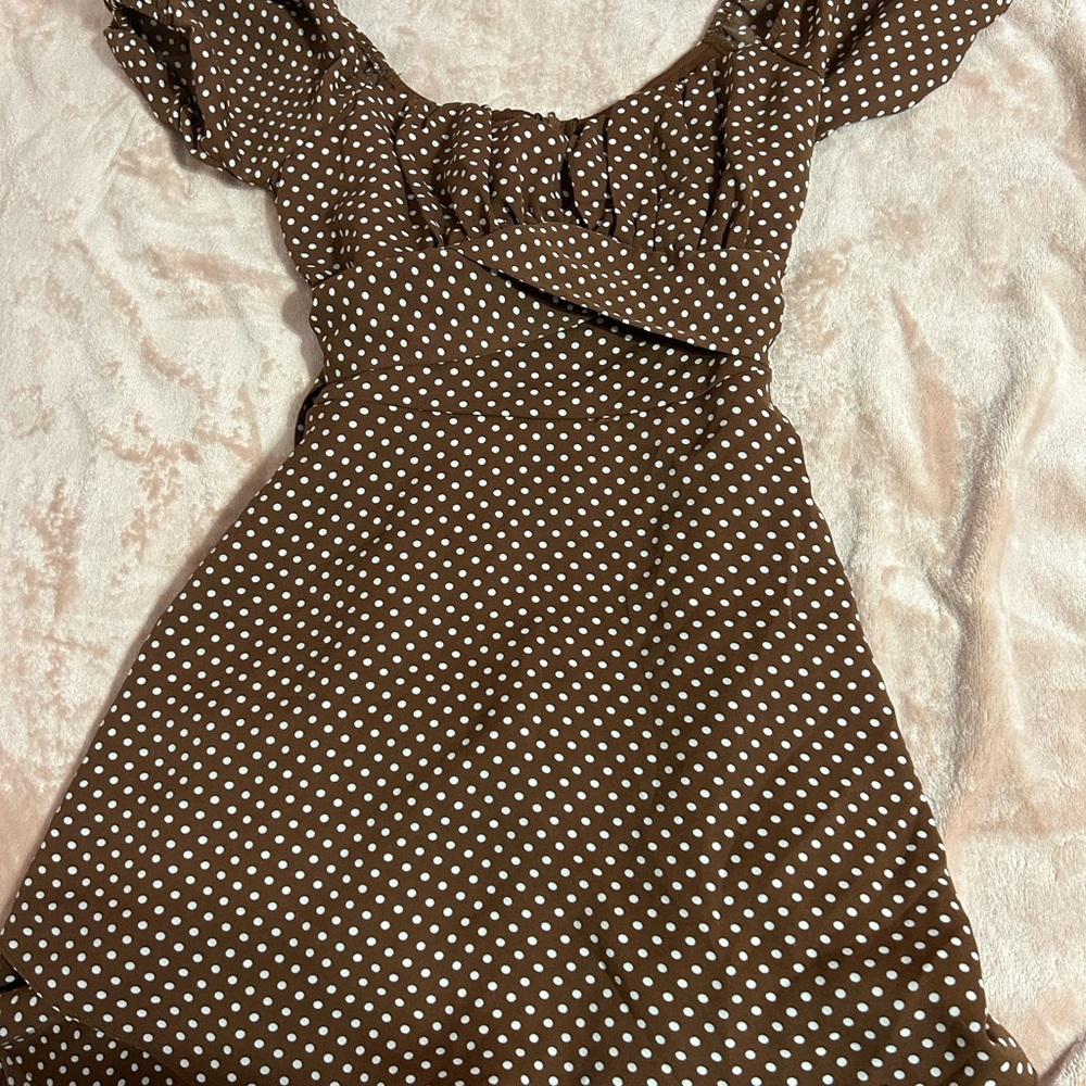 B Darlin Brown Polka Dot Mini Dress